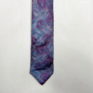 Yves Saint Laurent Men’s Neck Tie 3 ½” Silk Abstract Purple & Blue Designer USA